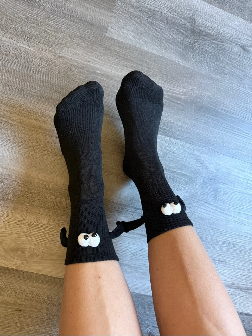 Black Over Ankle Socks Googly Eyes Magnetic Hands Excellent Condition